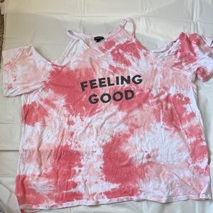 Torrid Cold Shoulder T-shirt “feeling good” size 3